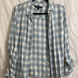 Tommy Hilfiger Blue Plaid Button Up - Women's Shirt